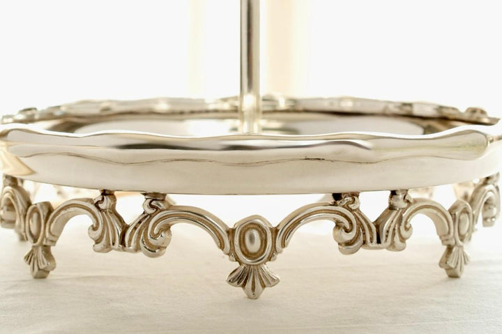 ANAQAT silver plated brass serving platter with legs