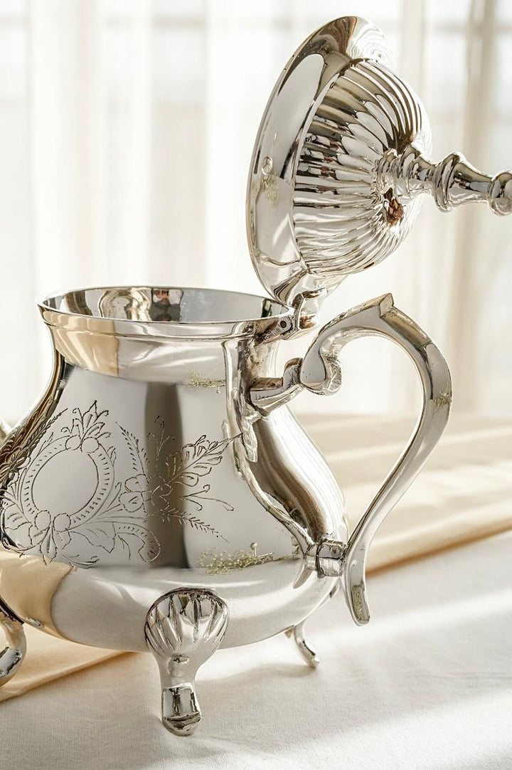 Elegant Silver Plated Brass Tea Kettle