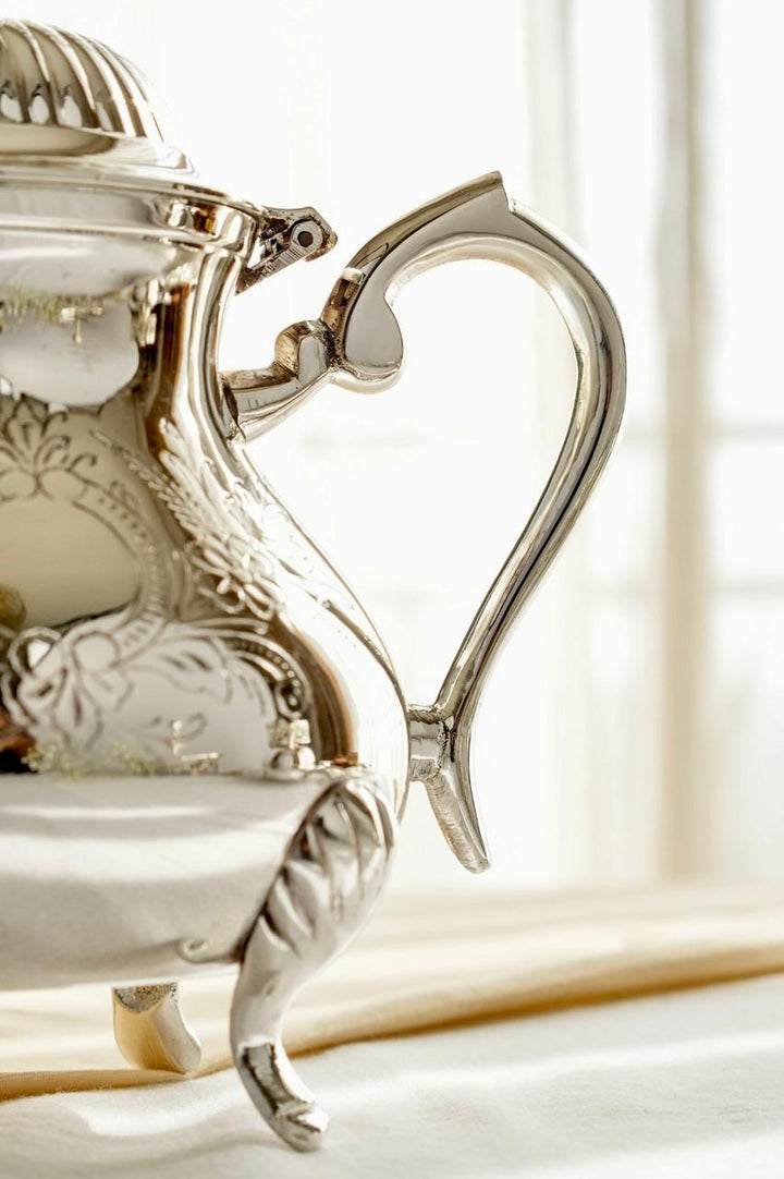 Elegant Silver Plated Brass Tea Kettle