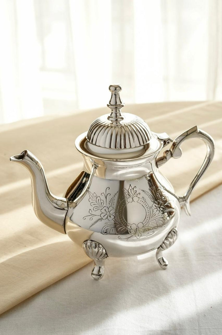 Elegant Silver Plated Brass Tea Kettle