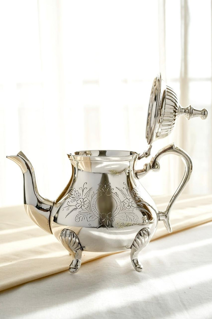 Elegant Silver Plated Brass Tea Kettle