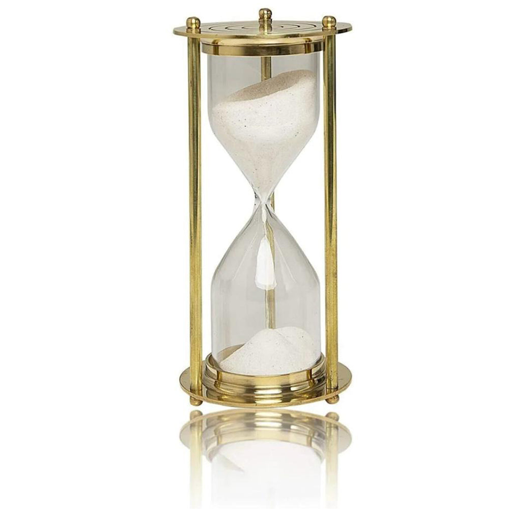 Quesera Handmade  5 Minute Brass sand Timer - size-8"