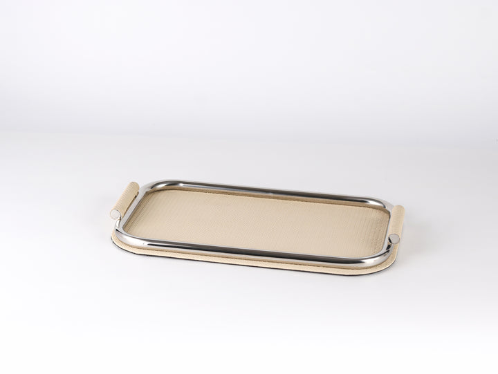 Luxury Manhattan Steel and Leather Tray