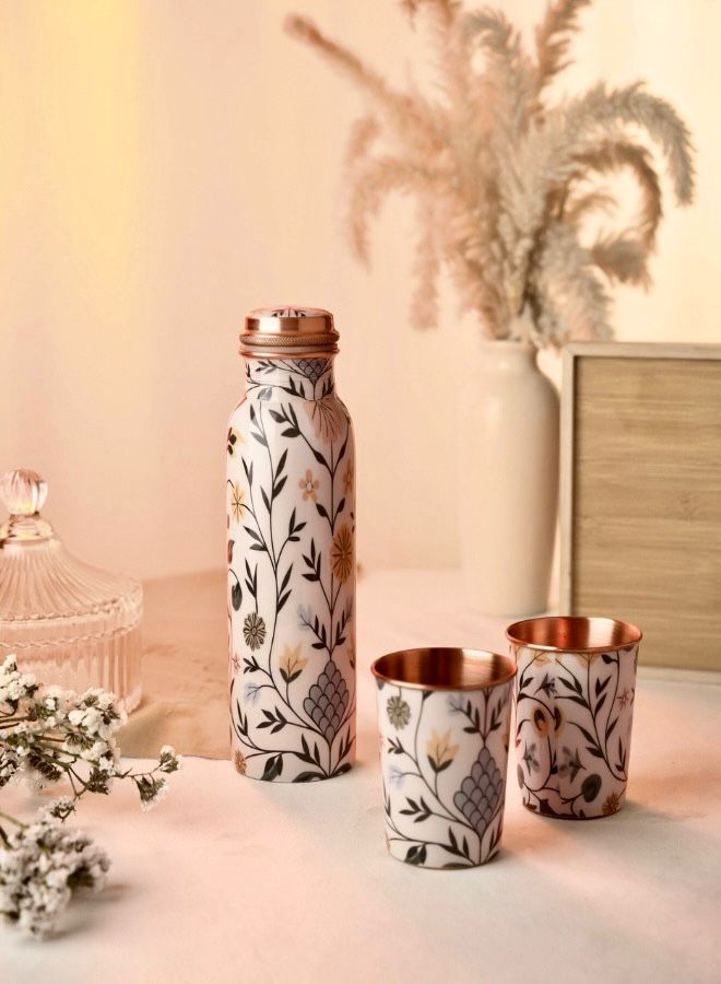 Handcrafted Copper Bottle with Glasses by Casa Quesera