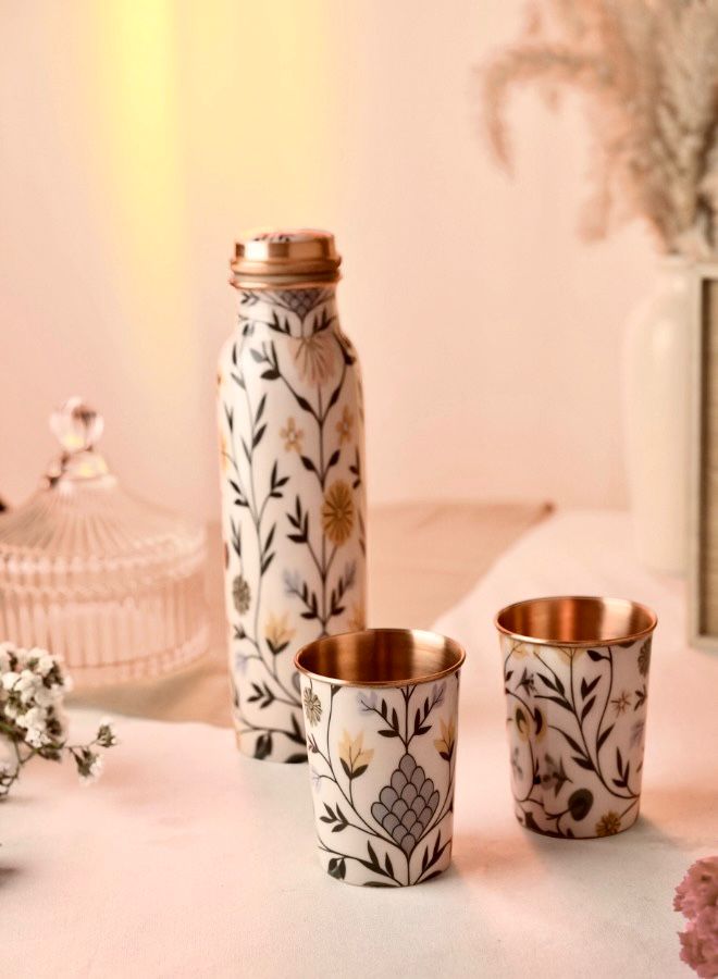 Handcrafted Copper Bottle with Glasses by Casa Quesera