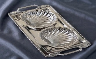 MAHRIN SILVER HANDCRAFTED SHELL DISH AND TRAY