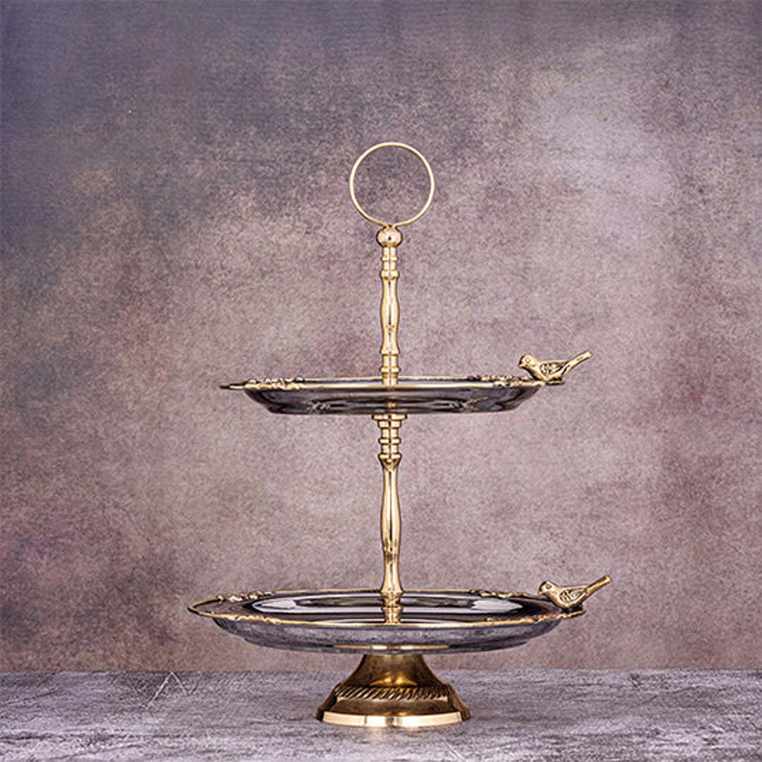 2 tier bird cake stand