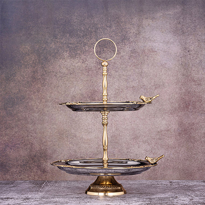 2 tier bird cake stand