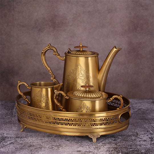 French pure brass -4 PC Gold tea/coffee serving set by Quesera
