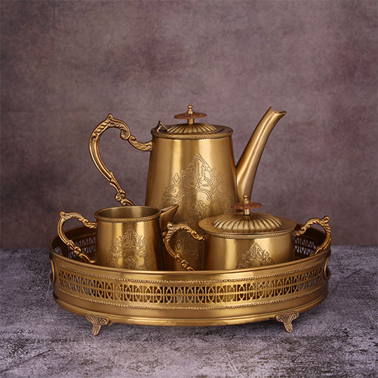 French pure brass -4 PC Gold tea/coffee serving set by Quesera
