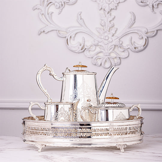 French silver plated brass-4 PC tea/Coffee serving set by Quesera
