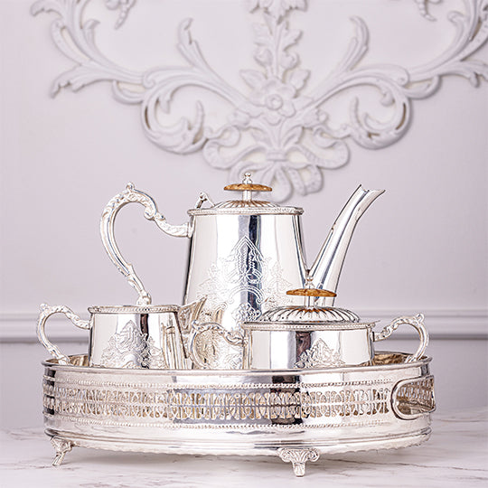 French silver plated brass-4 PC tea/Coffee serving set by Quesera
