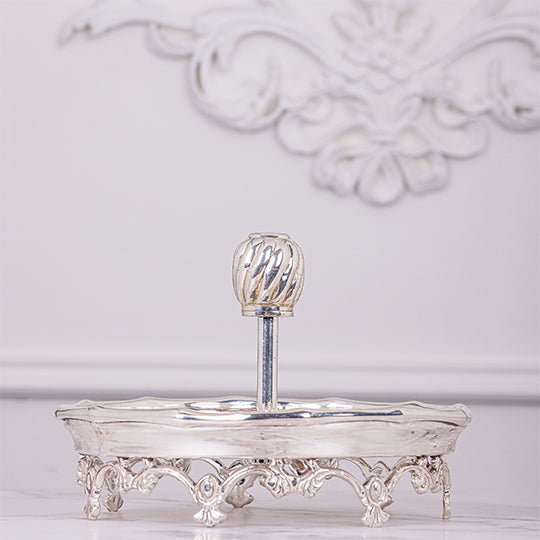 ANAQAT silver plated brass serving platter with legs by Quesera
