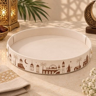 Ramadan twilight round decorative serving tray