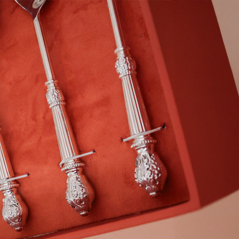 ELARA Signature Silver-Finish Serving Spoon Set for Elevated Table Serving