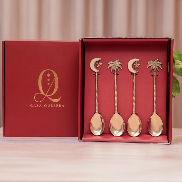 Casa Quesera Palm and start Dessert spoon in Gold