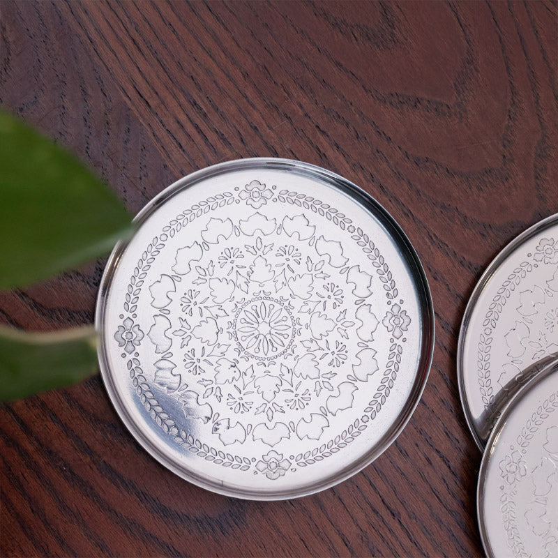 Amara silver, Brass Coasters, set of four