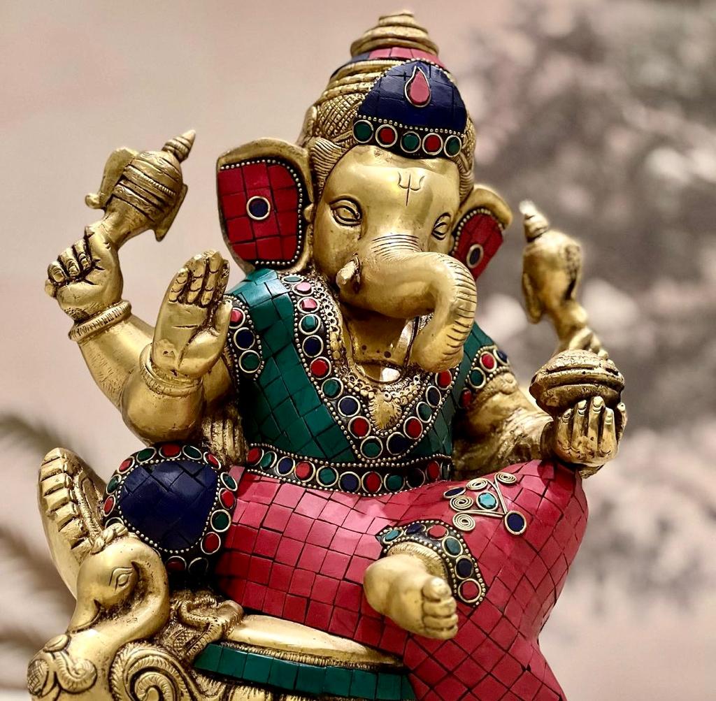 Brass Ganesha on Throne