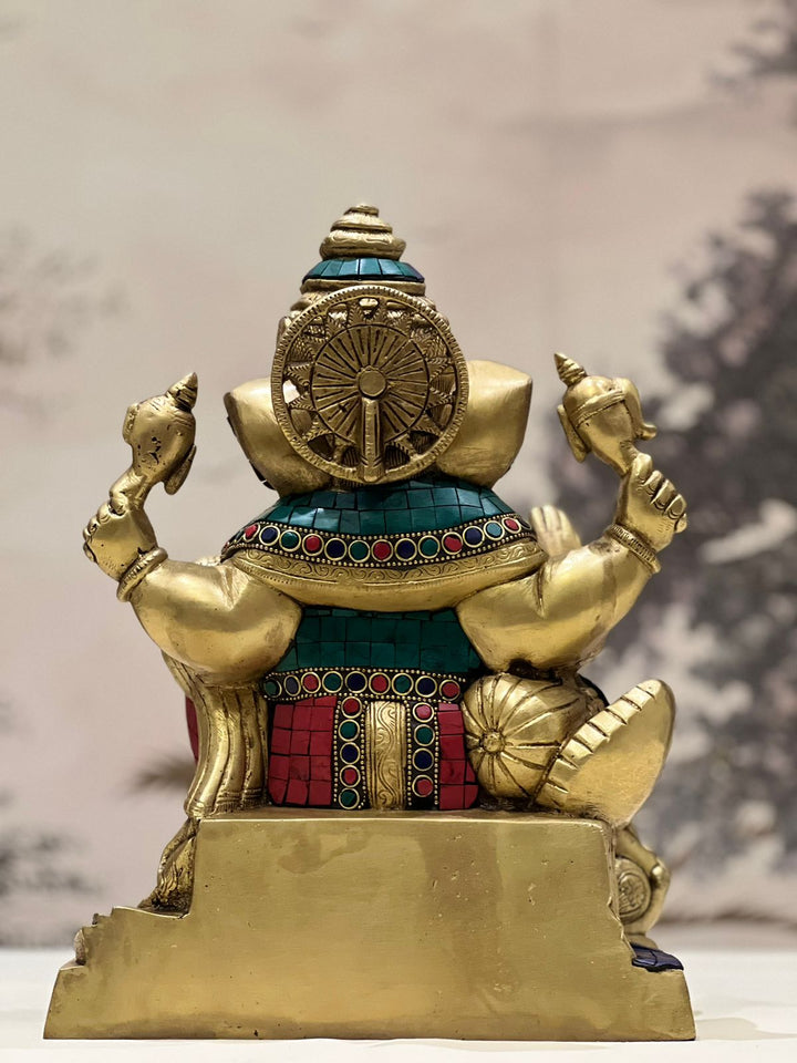 Brass Ganesha on Throne