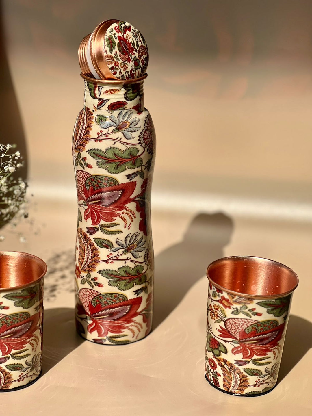 PURE COPPER BOTTLE SET WITH 2 GLASSES