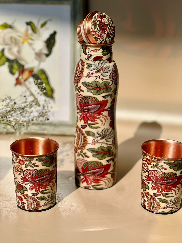 PURE COPPER BOTTLE SET WITH 2 GLASSES