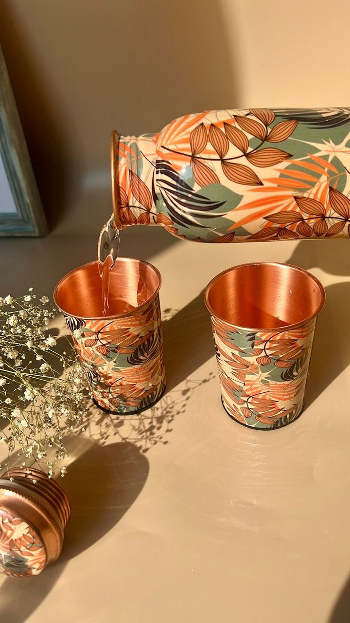 PURE COPPER BOTTLE SET WITH 2 GLASSES