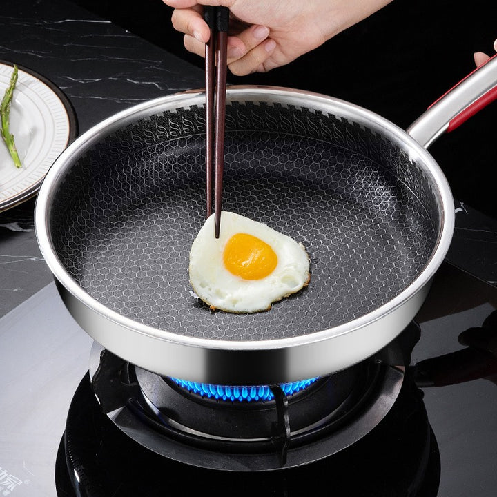 Stainless steel Frying Pan with Glass lid and Silicone spoon rest