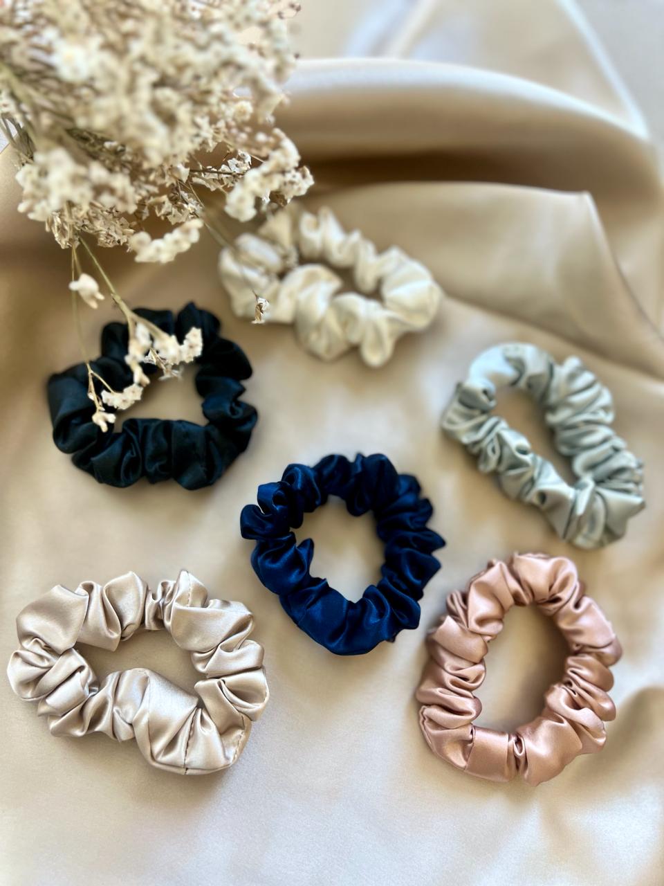 Pure Silk Scrunchies <br>(Pack of 6)