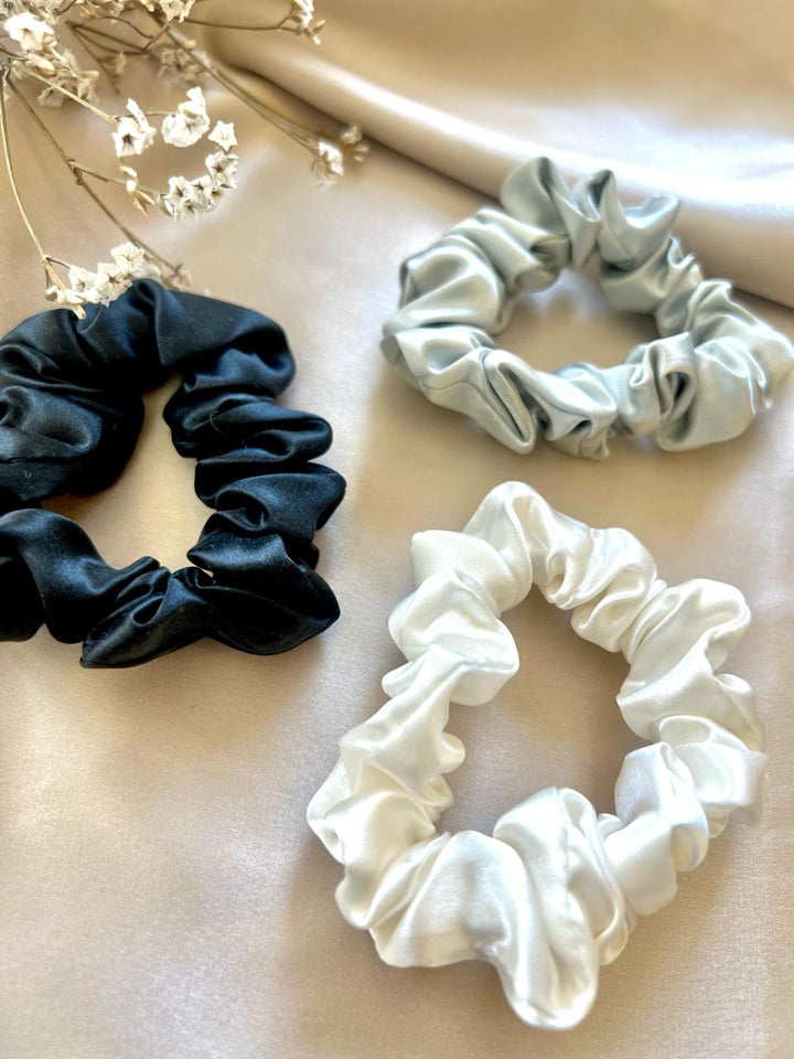 Three Skinny Pure Silk Scrunchies 