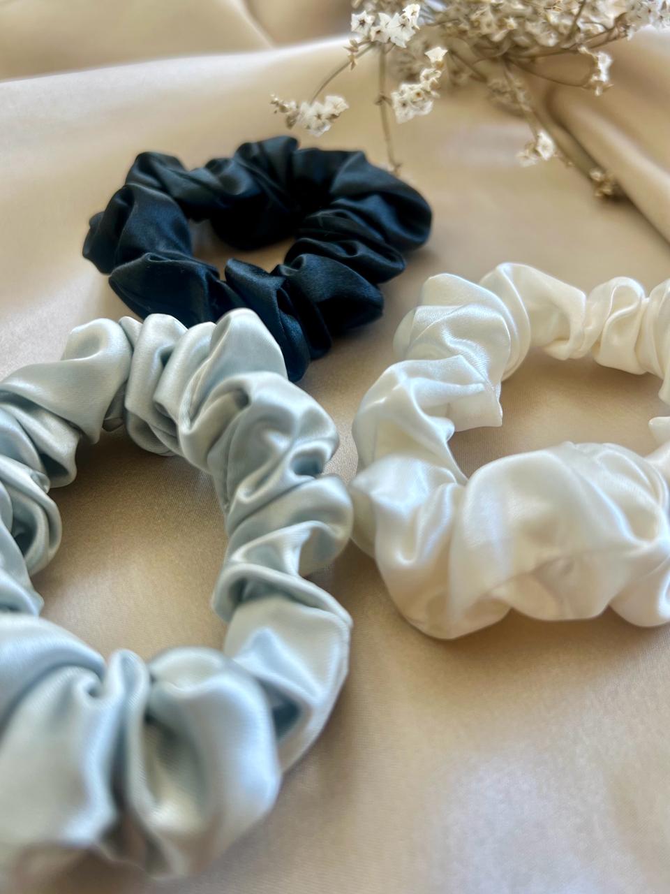 Three Skinny Pure Silk Scrunchies 