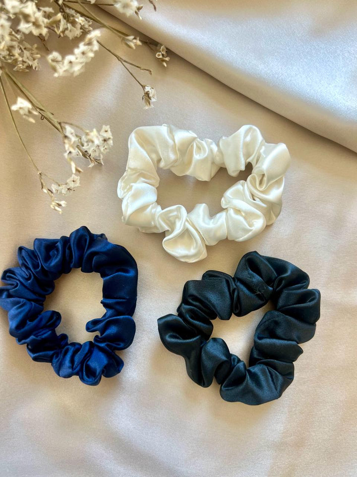 Mini Dark Pure Silk Scrunchies (Pack of 3)