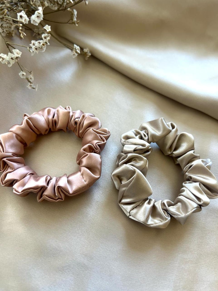 Buy Champagne Rose Radiance Pure Silk Scrunchies 