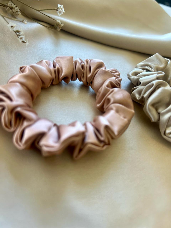 Buy Champagne Rose Radiance Pure Silk Scrunchies 