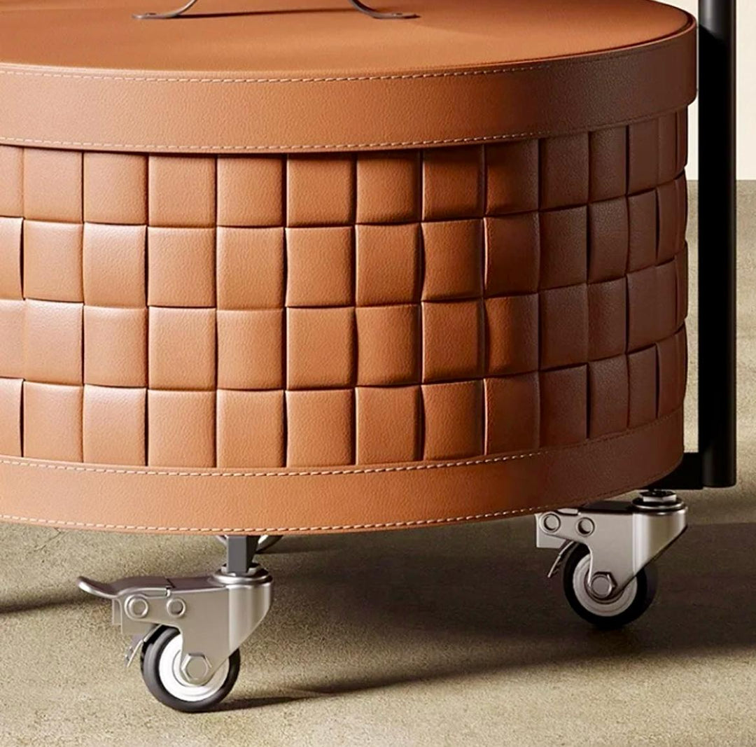 Storage Cart on wheels with Leather Accent Side Table