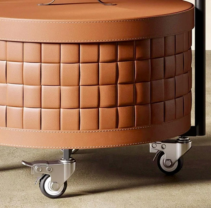 Storage Cart on wheels with Leather Accent Side Table