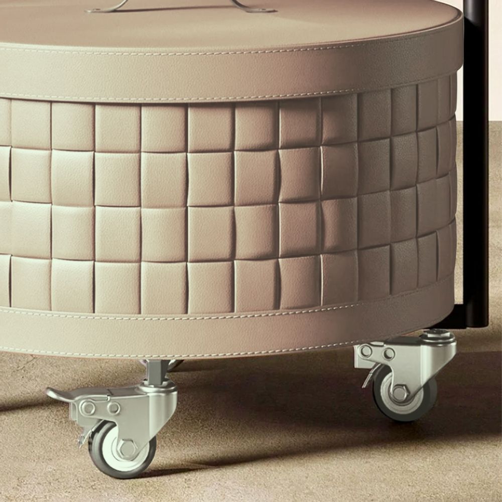 Storage Cart on wheels with Leather Accent Side Table