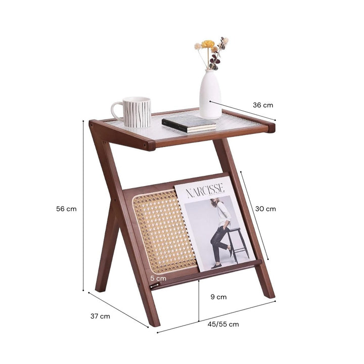 Natural Brown Rattan and woodside table