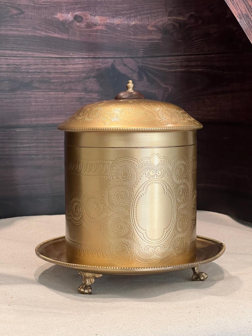 Vintage Handmade Brass Cookie Box: Timeless Charm with Antique Golden touch