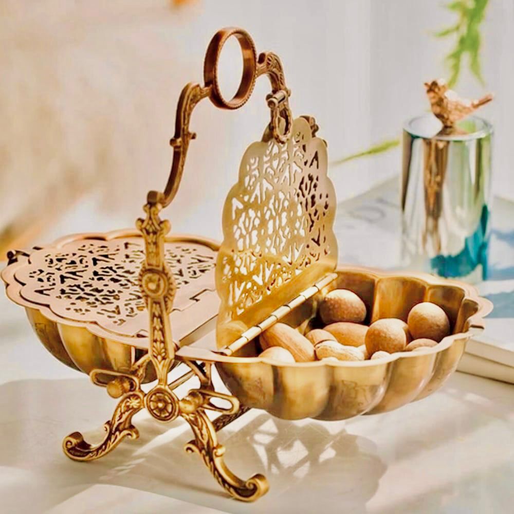 Quesera Brass Dry Fruit Holder/ Caddy- 2 sided