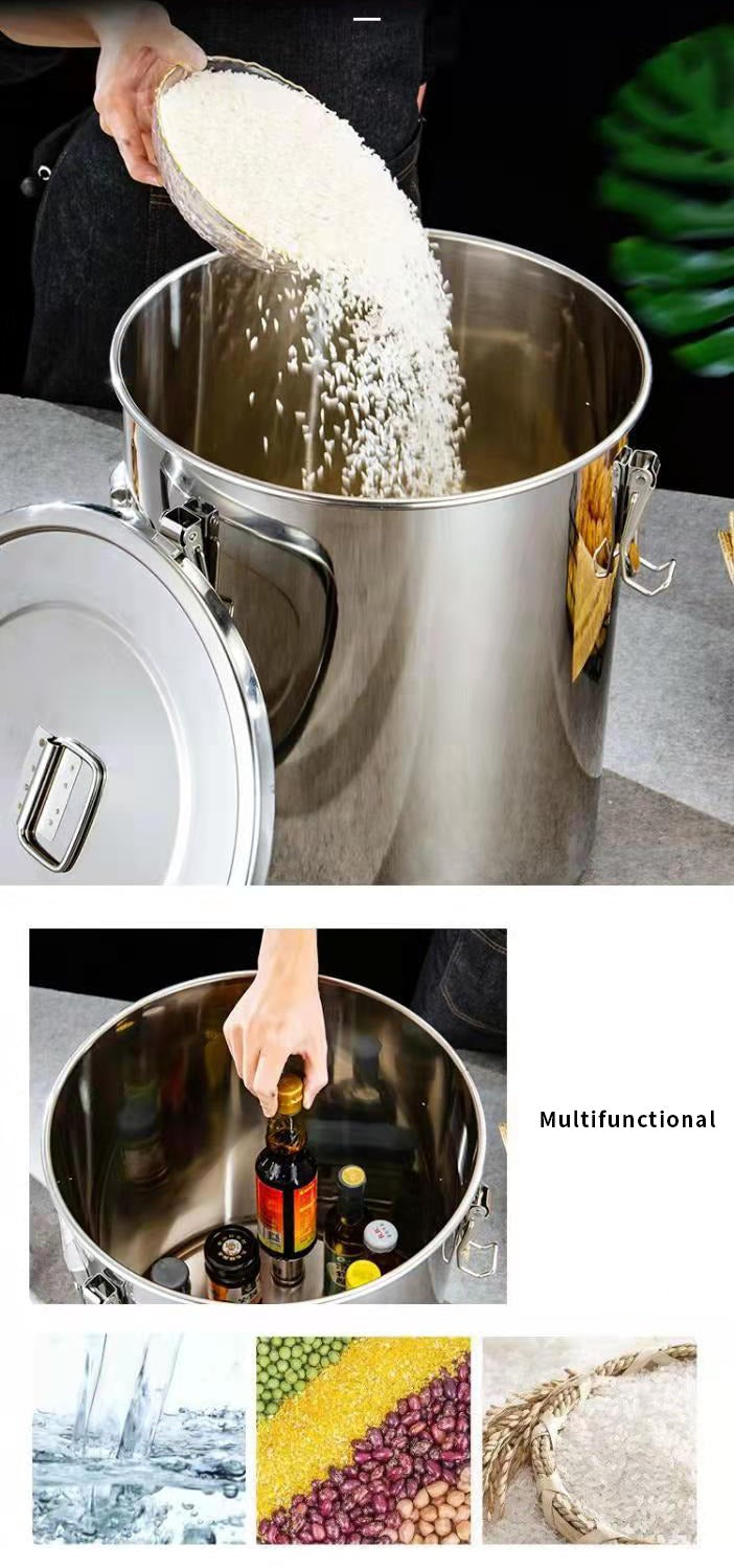 Stainless Steel Rice Barrel Drum Storage Tank-12/33 Liters
