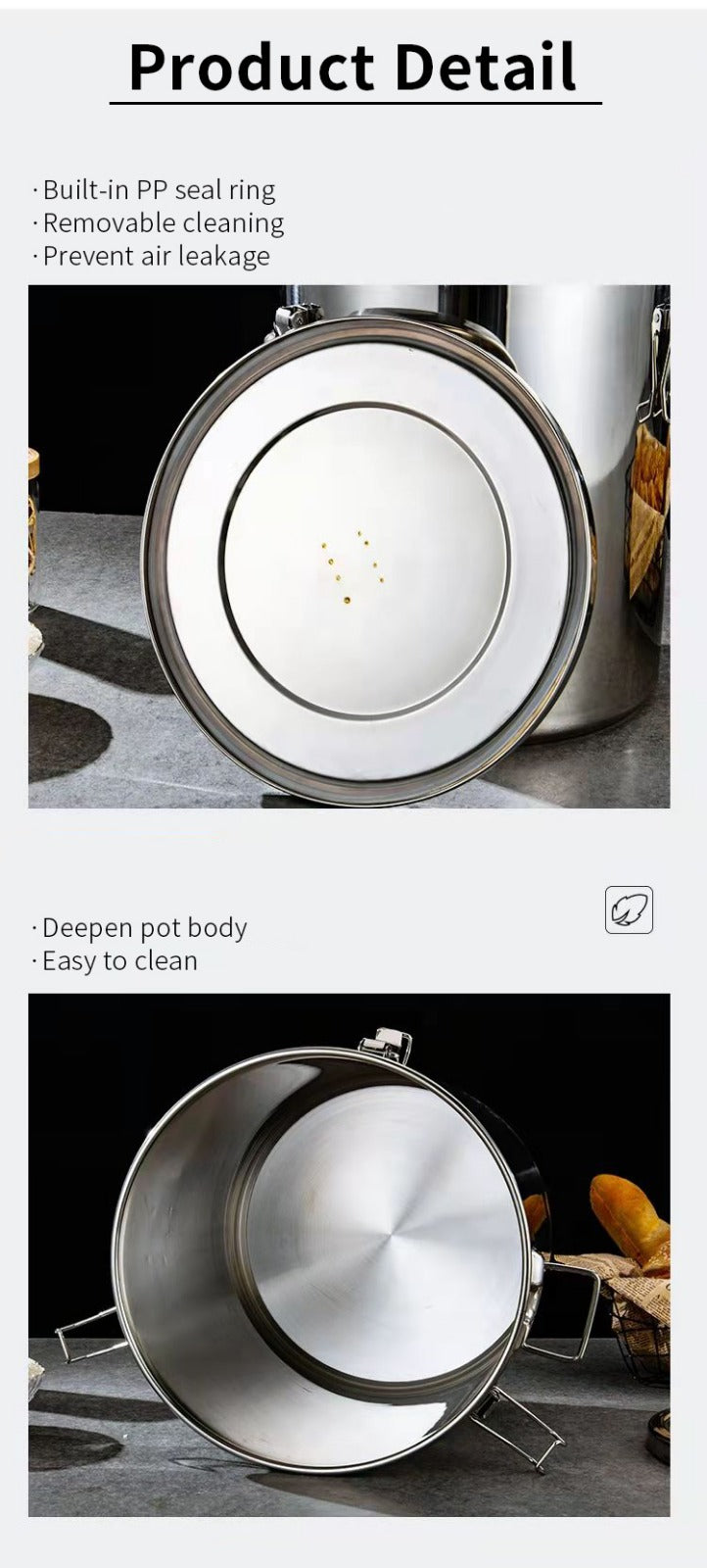 Stainless Steel Rice Barrel Drum Storage Tank-12/33 Liters