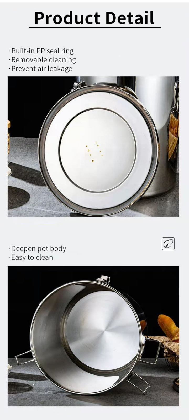 Stainless Steel Rice Barrel Drum Storage Tank-12/33 Liters
