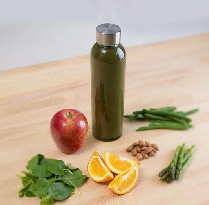 Glass Water Bottles With Caps & Cleaning Brush