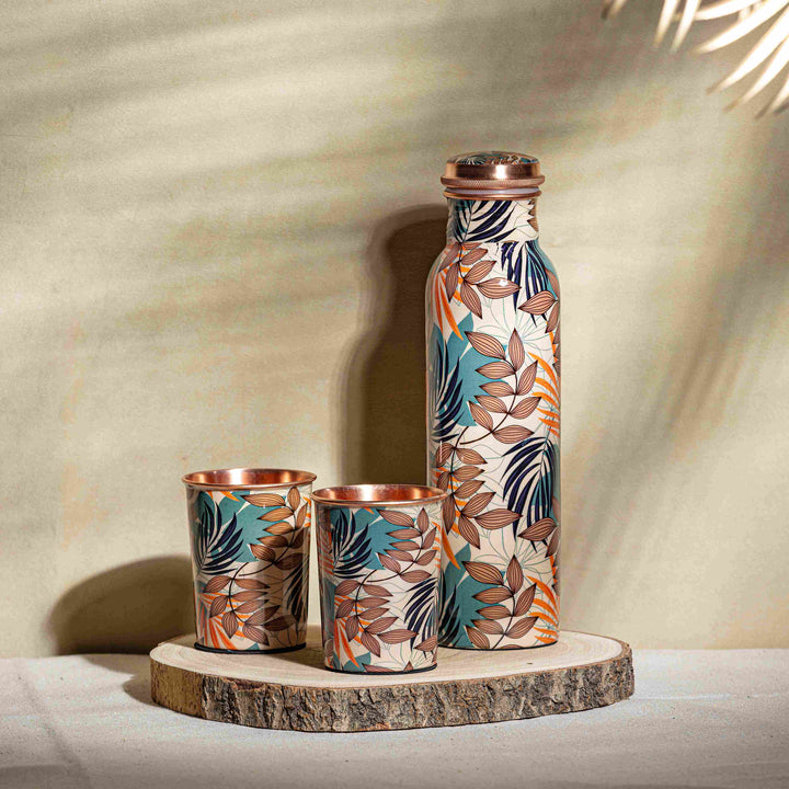 PURE COPPER BOTTLE SET WITH 2 GLASSES