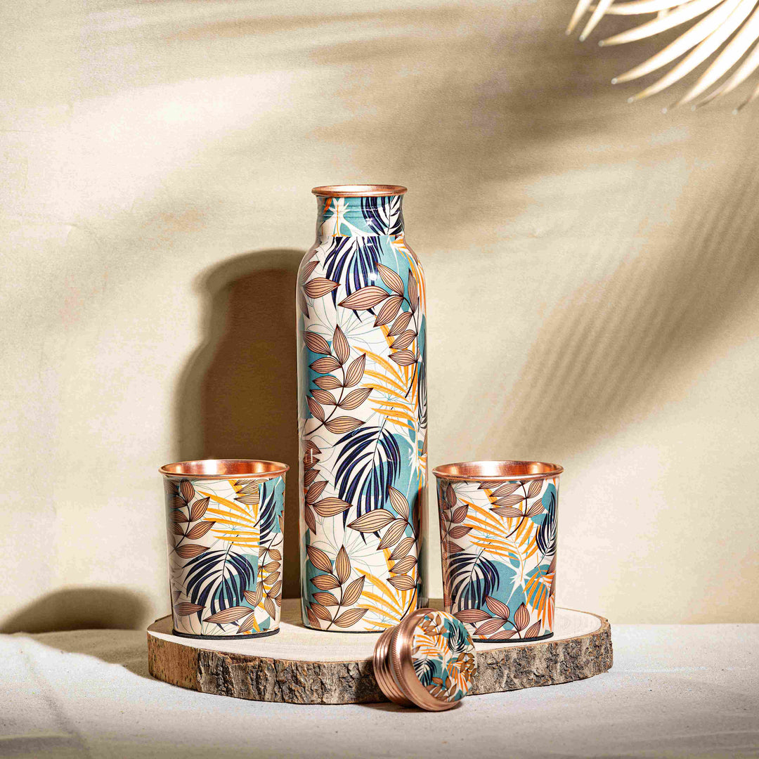 PURE COPPER BOTTLE SET WITH 2 GLASSES