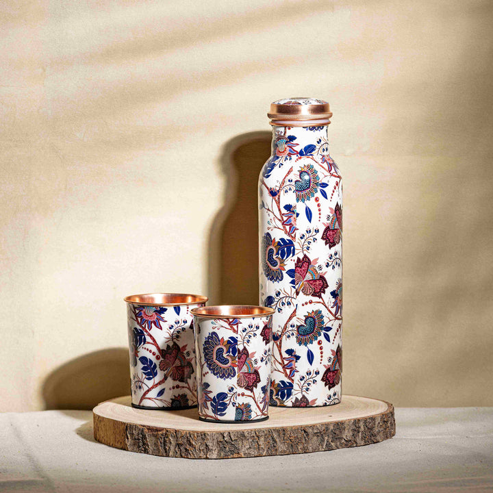 Pure Copper Bottle set with 2 Glasses
