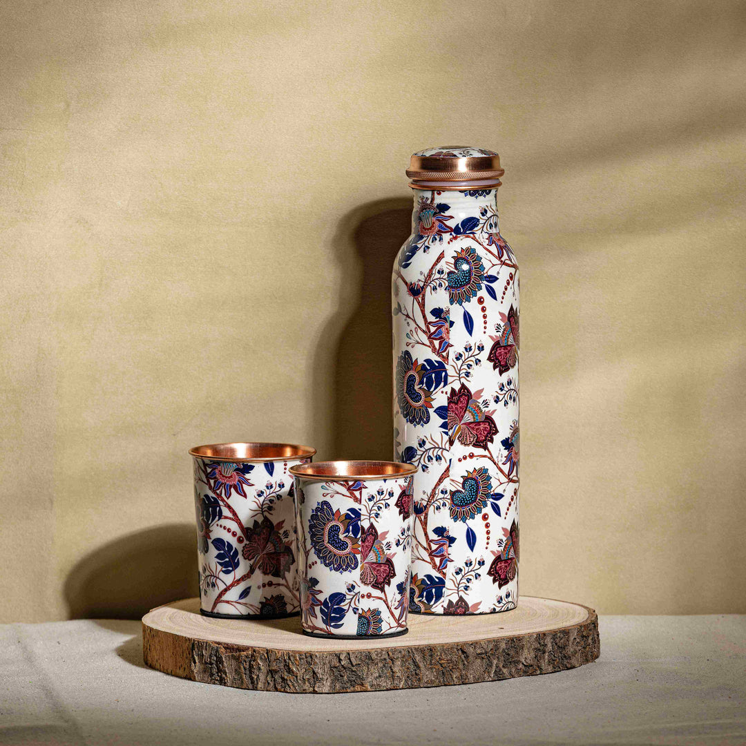 Pure Copper Bottle set with 2 Glasses