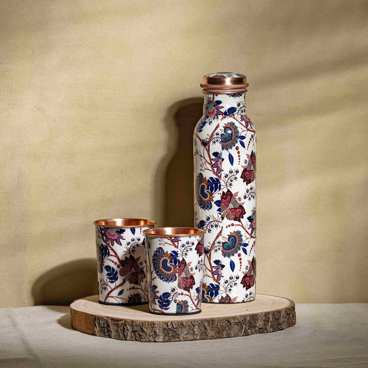 Pure Copper Bottle set with 2 Glasses