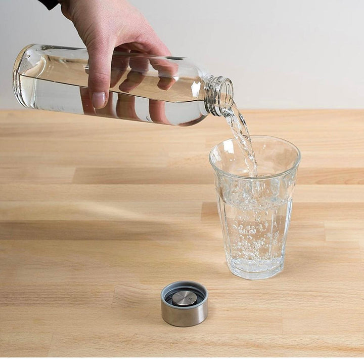 Glass Water Bottles With Caps & Cleaning Brush