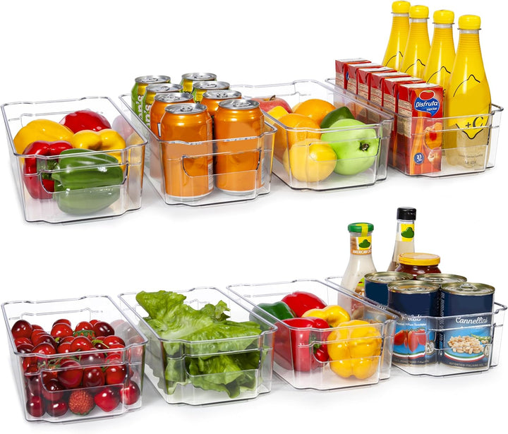 HOOJO Refrigerator Organizer Bins - 8 Pieces, 12.5in Long